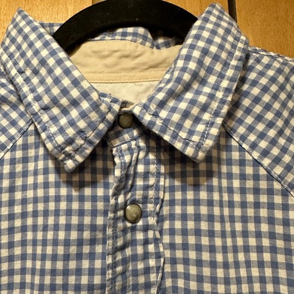 Jeffrey Max Long Sleeve Pearl Snap Buttons Shirt Gingham Light Blue Mens - Picture 8 of 9